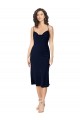 A-Line Cowl Neck Silk like Satin Midi Length Dark Navy Formal Evening Gown / Prom Dress / Bridesmaid Dress Barrie