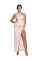 A-Line One Shoulder Silk like Satin Long Pink Semi Formal Evening Dress / Prom Dress / Bridesmaid Dress Barrie