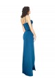 Sheath Spaghetti Straps Silk like Satin Long Peacock Blue Formal Evening Gown / Prom Dress / Bridesmaid Dress Barrie