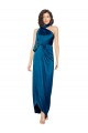 Sheath High Neck Silk like Satin Long Peacock Blue Formal Evening Gown / Prom Dress / Bridesmaid Dress Barrie