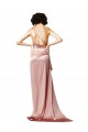 A-Line One Shoulder Silk like Satin Long Dusty Pink Formal Evening Gown / Prom Dress / Bridesmaid Dress Barrie