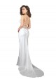 Sheath Cowl Neck Silk like Satin Sweep Train White Beach Wedding Dress Barrie