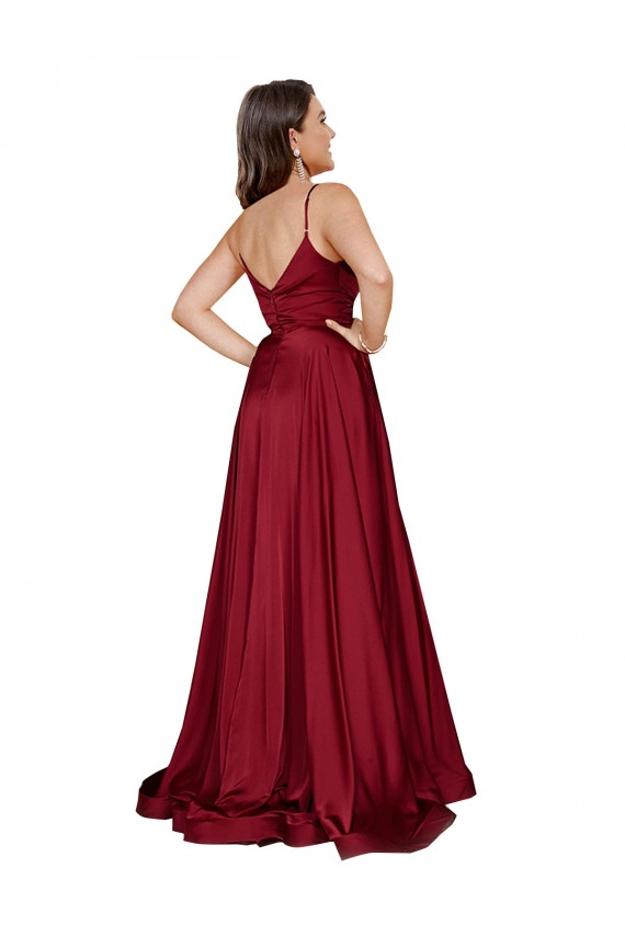 A-Line Sweetheart Silk like Satin Long French Blue Black Tie Evening Gown / Prom Dress / Bridesmaid Dress Barrie