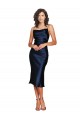 Sheath Cowl Neck Silk like Satin Cocktail Length Dark Navy Formal Evening Gown / Prom Dress / Bridesmaid Dress Barrie