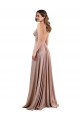 A-Line V-Neck Spandex Long Dusty Pink Black Tie Evening Gown / Prom Dress / Bridesmaid Dress Barrie
