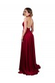 A-Line V-Neck Spandex Long Burgundy Black Tie Evening Gown / Prom Dress / Bridesmaid Dress Barrie