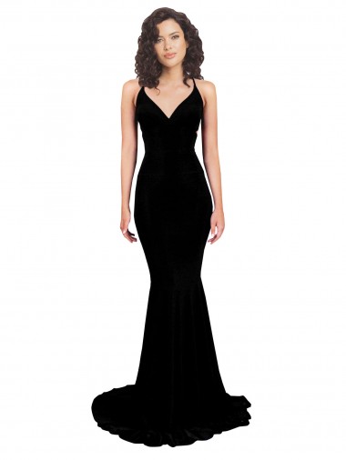 Mermaid V-Neck Spandex Long Black Formal Evening Gown / Prom Dress / Bridesmaid Dress Barrie