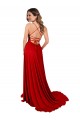 A-Line Square Neck Spandex & Lace Long Red Semi Formal Evening Dress / Prom Dress / Bridesmaid Dress Barrie