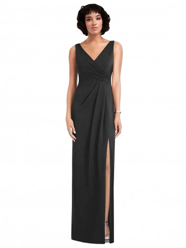 Sheath V-Neck Spandex Long Black Formal Evening Gown / Prom Dress / Bridesmaid Dress Barrie