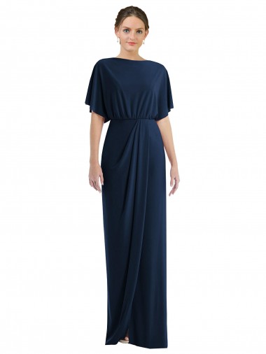 Sheath Bateau Neck Spandex Long Dark Navy Semi Formal Evening Dress / Prom Dress / Bridesmaid Dress Barrie