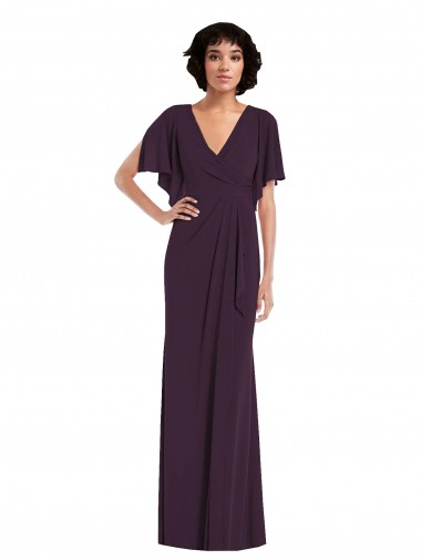 Sheath V-Neck Spandex Long Grape Formal Evening Gown / Prom Dress / Bridesmaid Dress Barrie