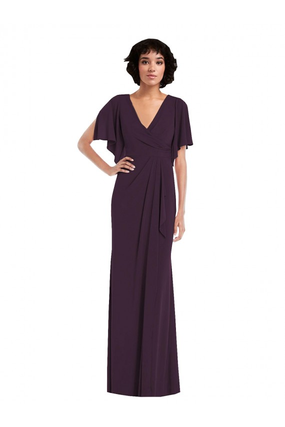 Sheath V-Neck Spandex Long Grape Formal Evening Gown / Prom Dress / Bridesmaid Dress Barrie