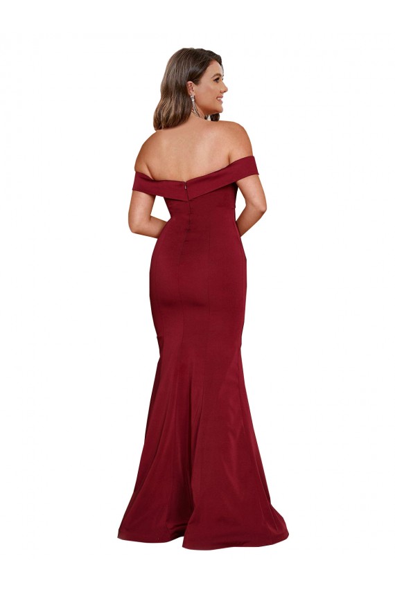 Mermaid Off the Shoulder Spandex Long Burgundy Formal Plus Size Evening Gown / Prom Dress / Bridesmaid Dress Barrie