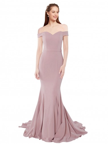 Mermaid Sweetheart Stretch Crepe Sweep Train Dusty Pink Bridesmaid Dress / Evening Dress Barrie