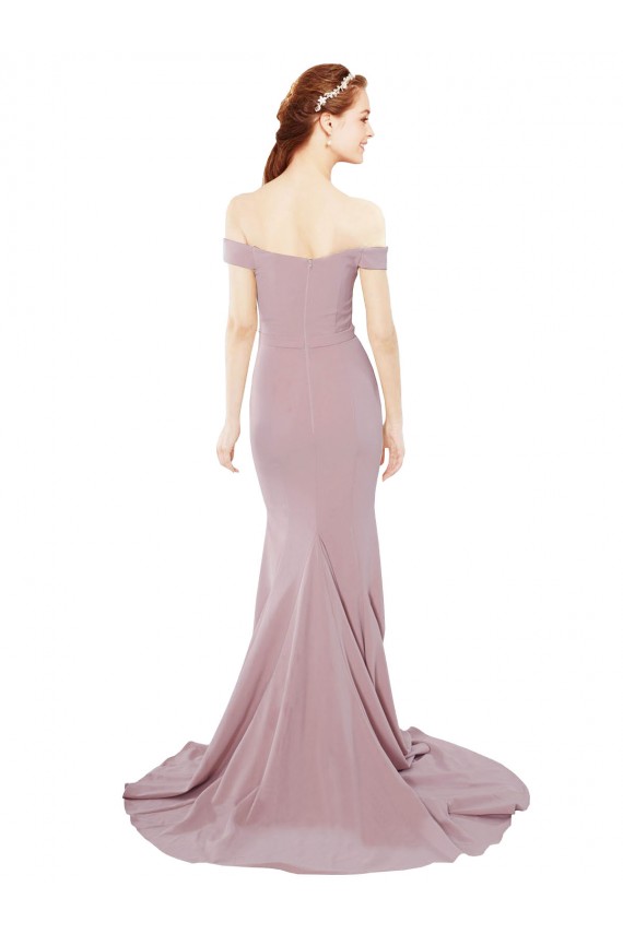 Mermaid Sweetheart Stretch Crepe Sweep Train Dusty Pink Bridesmaid Dress / Evening Dress Barrie