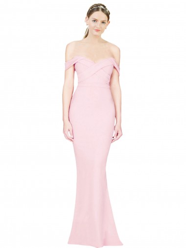 A-Line Strapless Stretch Crepe Long Pink Formal Evening Gown / Prom Dress / Bridesmaid Dress Barrie