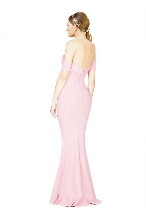 A-Line Strapless Stretch Crepe Long Pink Formal Evening Gown / Prom Dress / Bridesmaid Dress Barrie