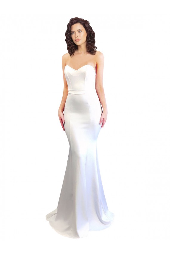 Mermaid High Neck Stretch Crepe Long White Formal Evening Gown / Prom Dress / Bridesmaid Dress Barrie