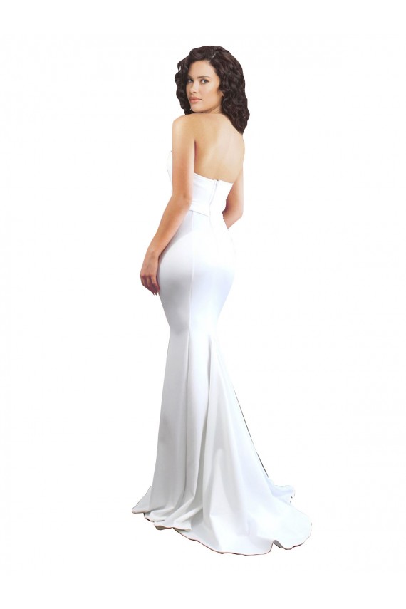 Mermaid High Neck Stretch Crepe Long White Formal Evening Gown / Prom Dress / Bridesmaid Dress Barrie