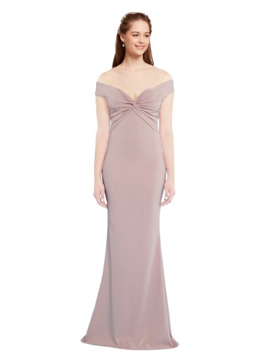 Mermaid V-Neck Stretch Crepe Long Dusty Pink Formal Evening Gown / Prom Dress / Bridesmaid Dress Barrie