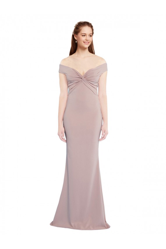 Mermaid V-Neck Stretch Crepe Long Dusty Pink Formal Evening Gown / Prom Dress / Bridesmaid Dress Barrie