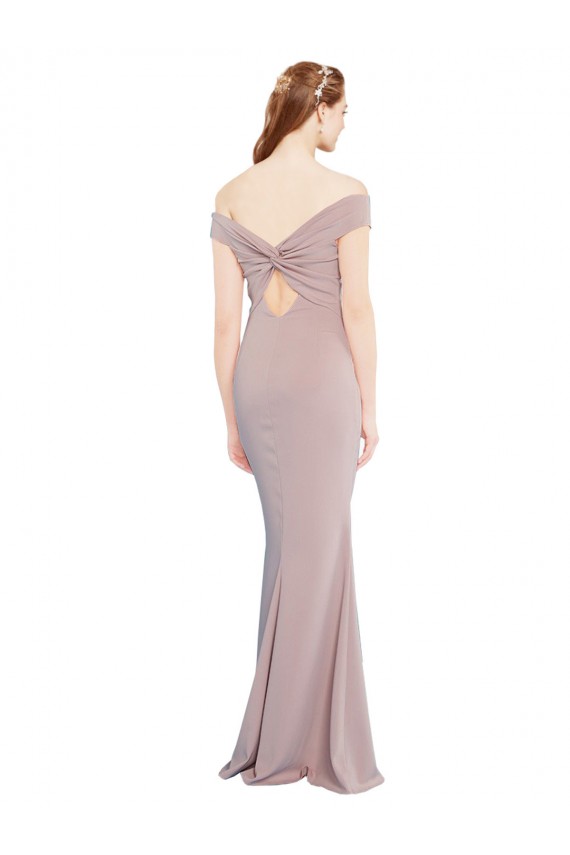 Mermaid V-Neck Stretch Crepe Long Dusty Pink Formal Evening Gown / Prom Dress / Bridesmaid Dress Barrie