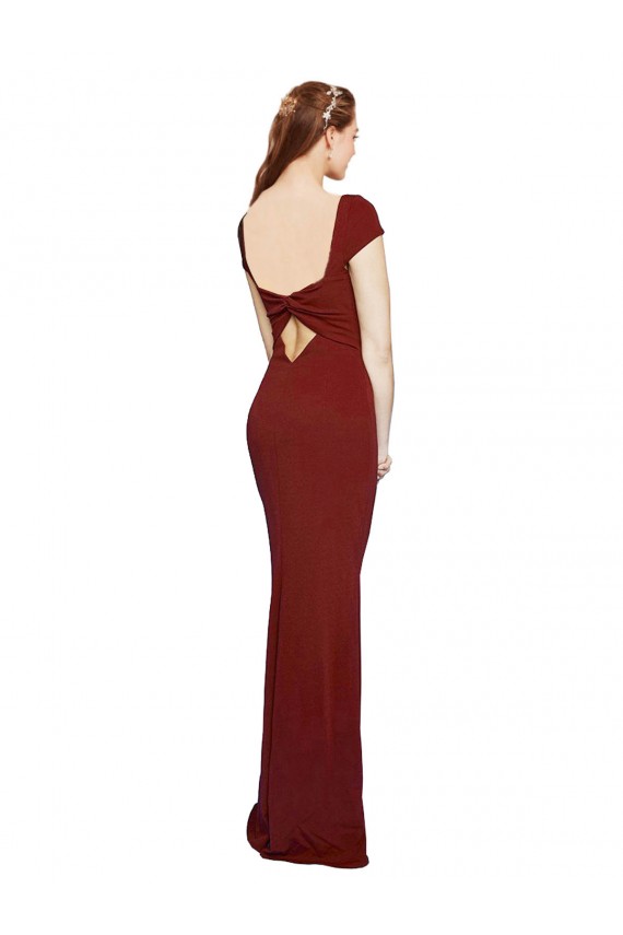 Mermaid Round Neck Stretch Crepe Long Burgundy Formal Evening Gown / Prom Dress / Bridesmaid Dress Barrie