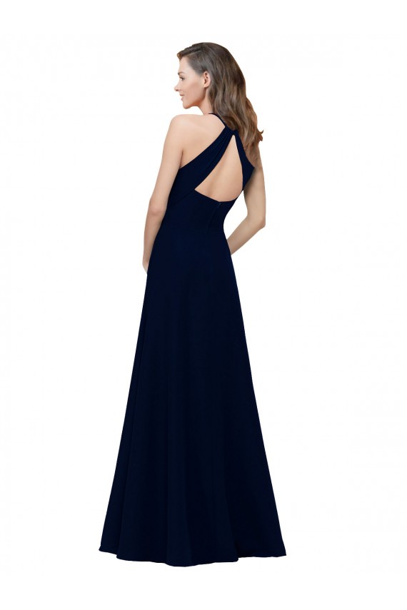 A-Line High Neck Stretch Crepe Long Dusty Pink Prom Dress / Bridesmaid Dress Barrie