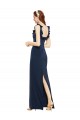 Sheath Scoop Neck Stretch Crepe Long Dark Navy Formal Evening Gown / Prom Dress / Bridesmaid Dress Barrie