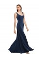 A-Line Round Neck Stretch Crepe Long Dark Navy Formal Evening Gown / Prom Dress / Bridesmaid Dress Barrie