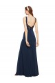 A-Line Round Neck Stretch Crepe Long Dark Navy Formal Evening Gown / Prom Dress / Bridesmaid Dress Barrie