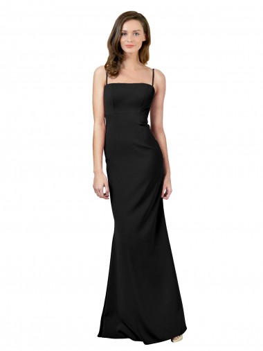 Sheath Square Neck Stretch Crepe Long Black Formal Evening Gown / Prom Dress / Bridesmaid Dress Barrie
