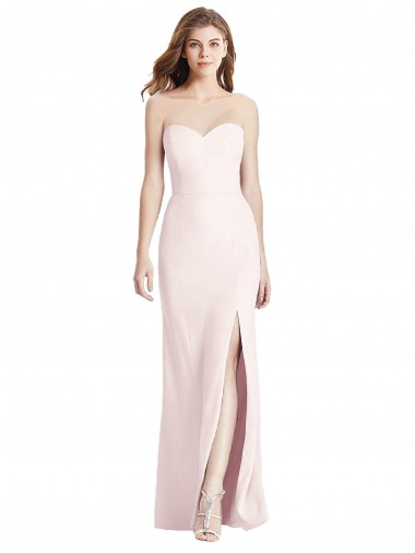 Trumpet Strapless Stretch Crepe Long Pink Semi Formal Evening Dress / Prom Dress / Bridesmaid Dress Barrie