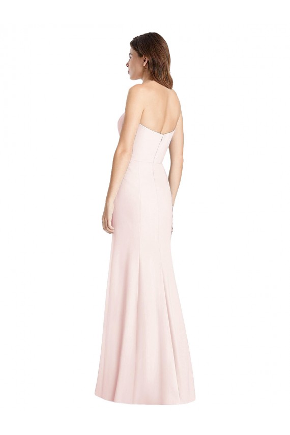 Trumpet Strapless Stretch Crepe Long Pink Semi Formal Evening Dress / Prom Dress / Bridesmaid Dress Barrie