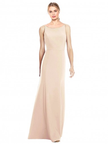 Trumpet Bateau Neck Stretch Crepe Long Nude Semi Formal Evening Dress / Prom Dress / Bridesmaid Dress Barrie