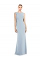 Trumpet Bateau Neck Stretch Crepe Long Light Sky Blue Semi Formal Evening Dress / Prom Dress / Bridesmaid Dress Barrie