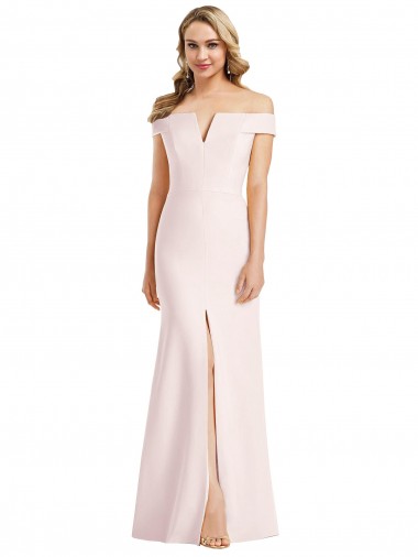 Trumpet V-Neck Stretch Crepe Long Pink Bridesmaid Dress / Evening Dress Barrie