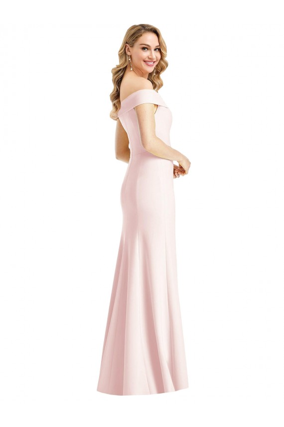 Trumpet V-Neck Stretch Crepe Long Pink Bridesmaid Dress / Evening Dress Barrie