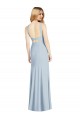 Trumpet High Neck Stretch Crepe Long Light Sky Blue Formal Evening Gown / Bridesmaid Dress Barrie