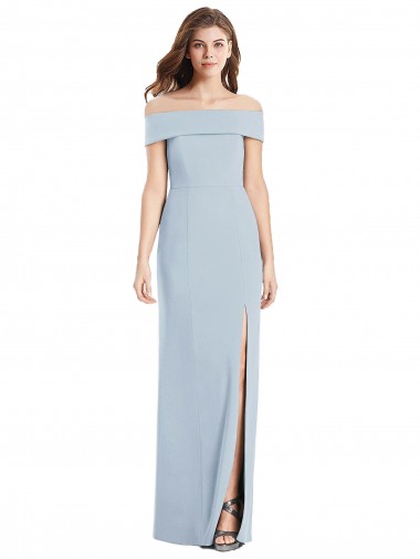 Trumpet Off the Shoulder Stretch Crepe Long Light Sky Blue Formal Dress / Bridesmaid Dress Barrie