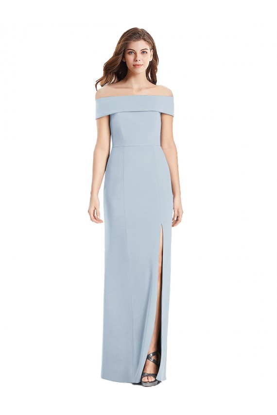 Trumpet Off the Shoulder Stretch Crepe Long Light Sky Blue Formal Dress / Bridesmaid Dress Barrie
