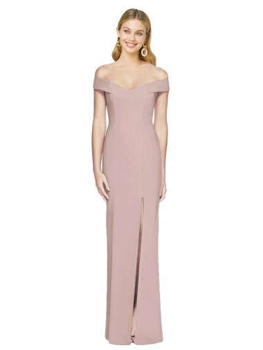 Trumpet Off the Shoulder Stretch Crepe Long Dusty Pink Semi Formal Evening Dress / Prom Dress / Bridesmaid Dress Barrie