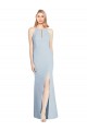 Trumpet Halter Neck Stretch Crepe Long Light Sky Blue Semi Formal Evening Dress / Prom Dress / Bridesmaid Dress Barrie