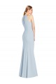 Trumpet Halter Neck Stretch Crepe Long Light Sky Blue Semi Formal Evening Dress / Prom Dress / Bridesmaid Dress Barrie