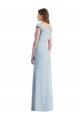 A-Line V-Neck Stretch Crepe Long Light Sky Blue Black Tie Evening Gown / Bridesmaid Dress Barrie