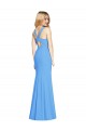 Trumpet V-Neck Stretch Crepe Long Peacock Blue Semi Formal Evening Dress / Prom Dress / Bridesmaid Dress Barrie
