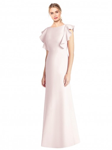Trumpet Bateau Neck Stretch Crepe Long Pink Formal Dress / Bridesmaid Dress Barrie