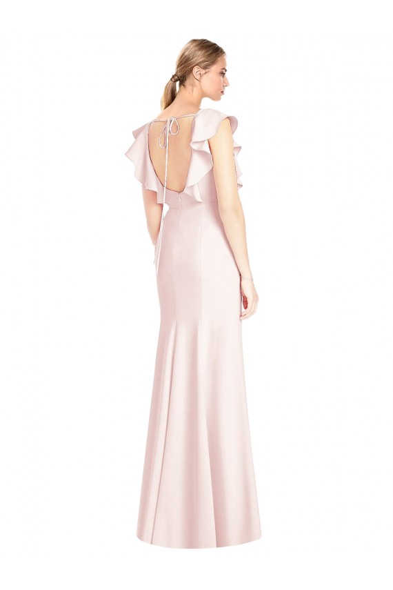 Trumpet Bateau Neck Stretch Crepe Long Pink Formal Dress / Bridesmaid Dress Barrie