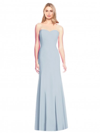 Trumpet Strapless Stretch Crepe Long Light Sky Blue Formal Dress / Bridesmaid Dress Barrie