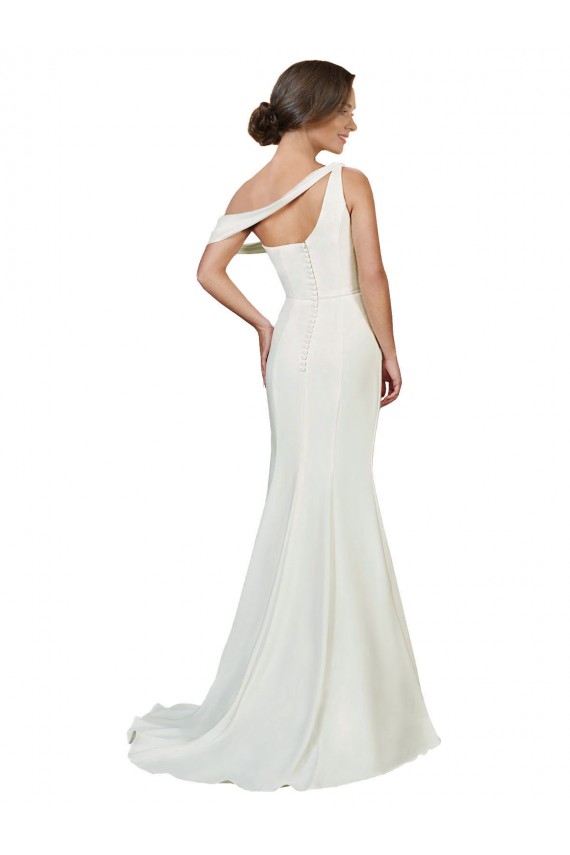 Sheath One Shoulder Stretch Crepe Sweep Train Ivory Formal Evening Gown / Prom Dress / Bridesmaid Dress Barrie